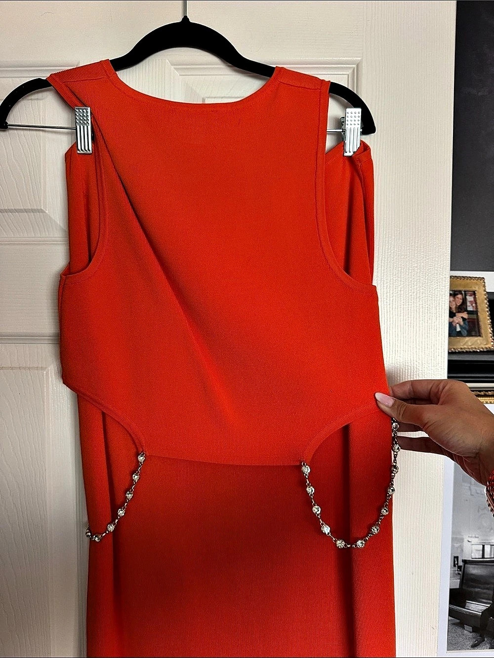 House of Harlow 1960 Orange Midi 2 piece set with Chain Detail cut outs